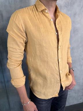 CAMISA M/L PURO LINHO PONTO H OCRE