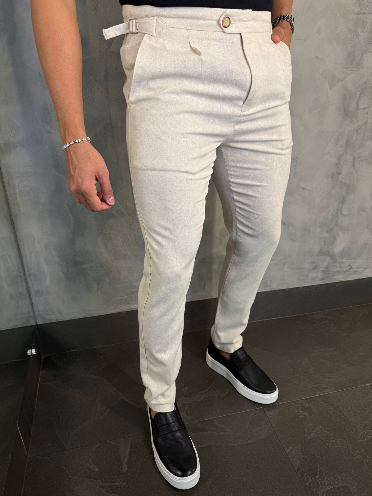 CALÇA ALF. VERONA LINHO PONTO H NATURAL