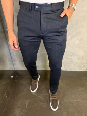 CALÇA ALF MALHA SLIM RISCA DE GIZ PONTO H MARINHO