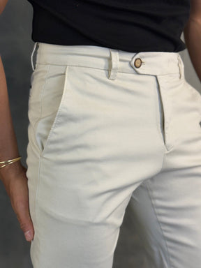 CALÇA ALF. SARJA REGULAR PONTO H MARFIM