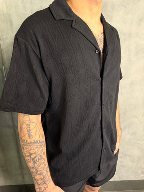 CAMISA M/C TRICOT TEXTURIZADA GOLA CUBANA PONTO H