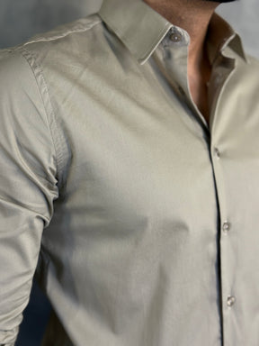 CAMISA M/L SOCIAL ELASTANO KINGEJOE AREIA