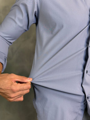 CAMISA M/L SLIM POLIAMIDA MICROLISTRAS PONTO H MARINHO