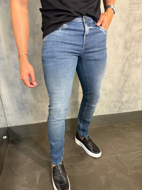 CALÇA JEANS SKINNY SW RESINADA DLZ AZUL MÉDIO