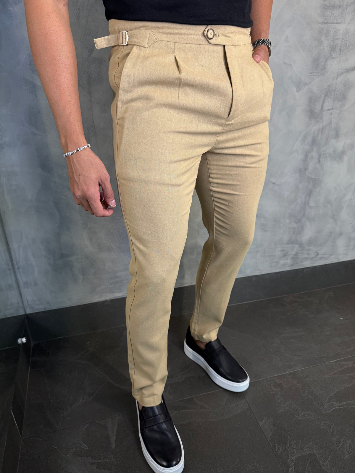 CALÇA ALF. VERONA LINHO PONTO H KHAKI