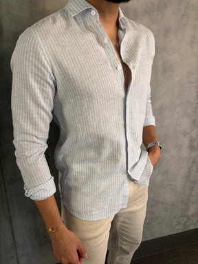 CAMISA LINHO FIO TINTO LISTRADO M/L PONTO H