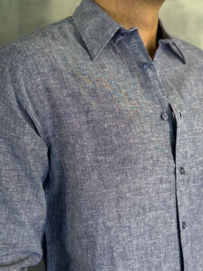 CAMISA M/L LINHO FIO TINTO PONTO H