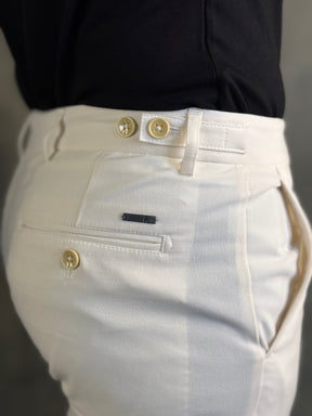 CALÇA ALF. SLIM STRETCH C/ AJUSTE BOTÃO PONTO H OFF WHITE
