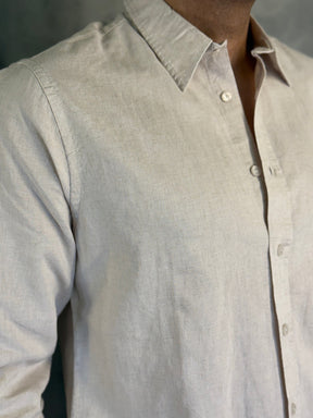 CAMISA M/L LINHO FIO TINTO PONTO H