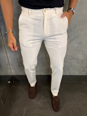 CALÇA ALF. SLIM STRETCH C/ AJUSTE BOTÃO PONTO H OFF WHITE