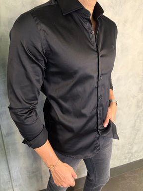 CAMISA ACETINADA STRETCH SLIM FIT M/L INDICCATTO PRETO