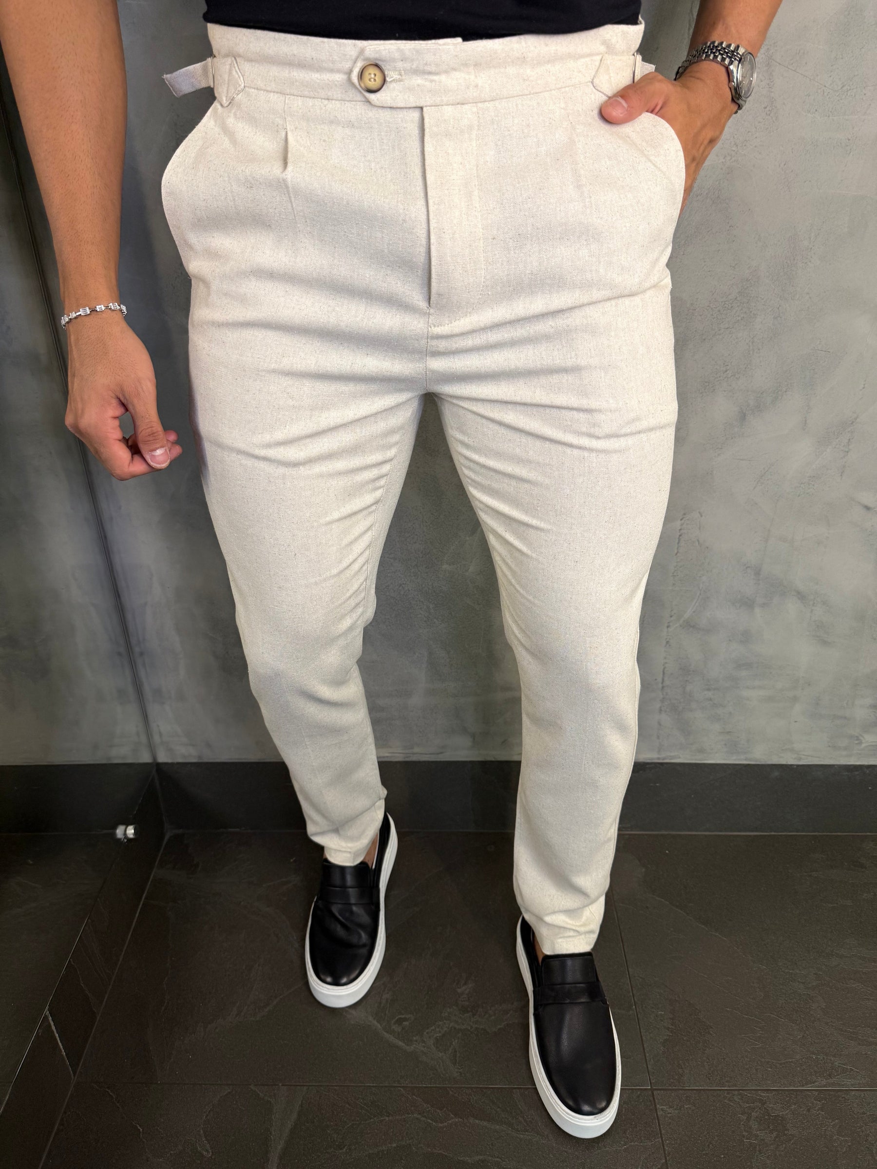 CALÇA ALF. VERONA LINHO PONTO H NATURAL