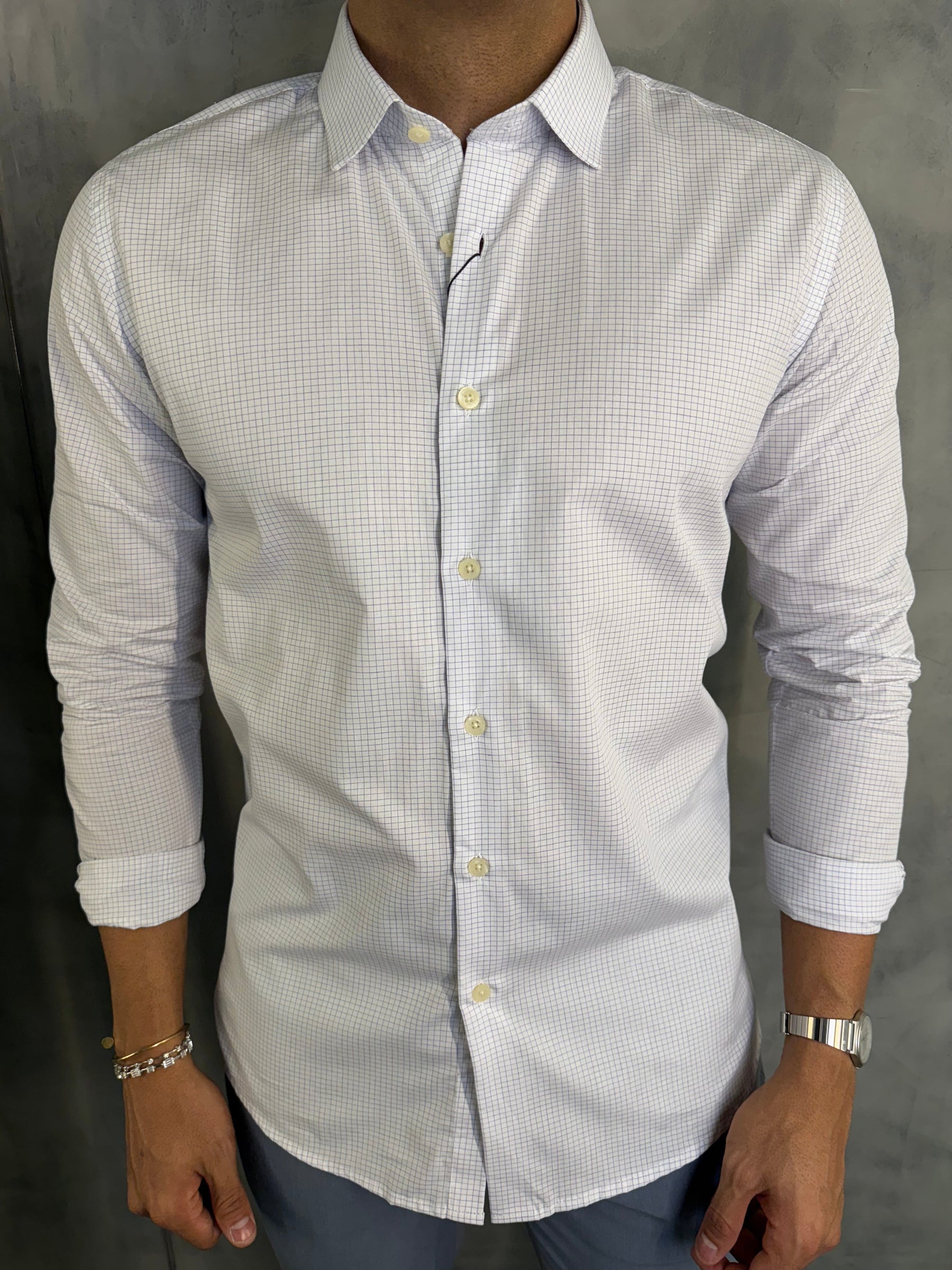 CAMISA M/L XADREZ GOLA ALTA INDICCATTO BRANCO