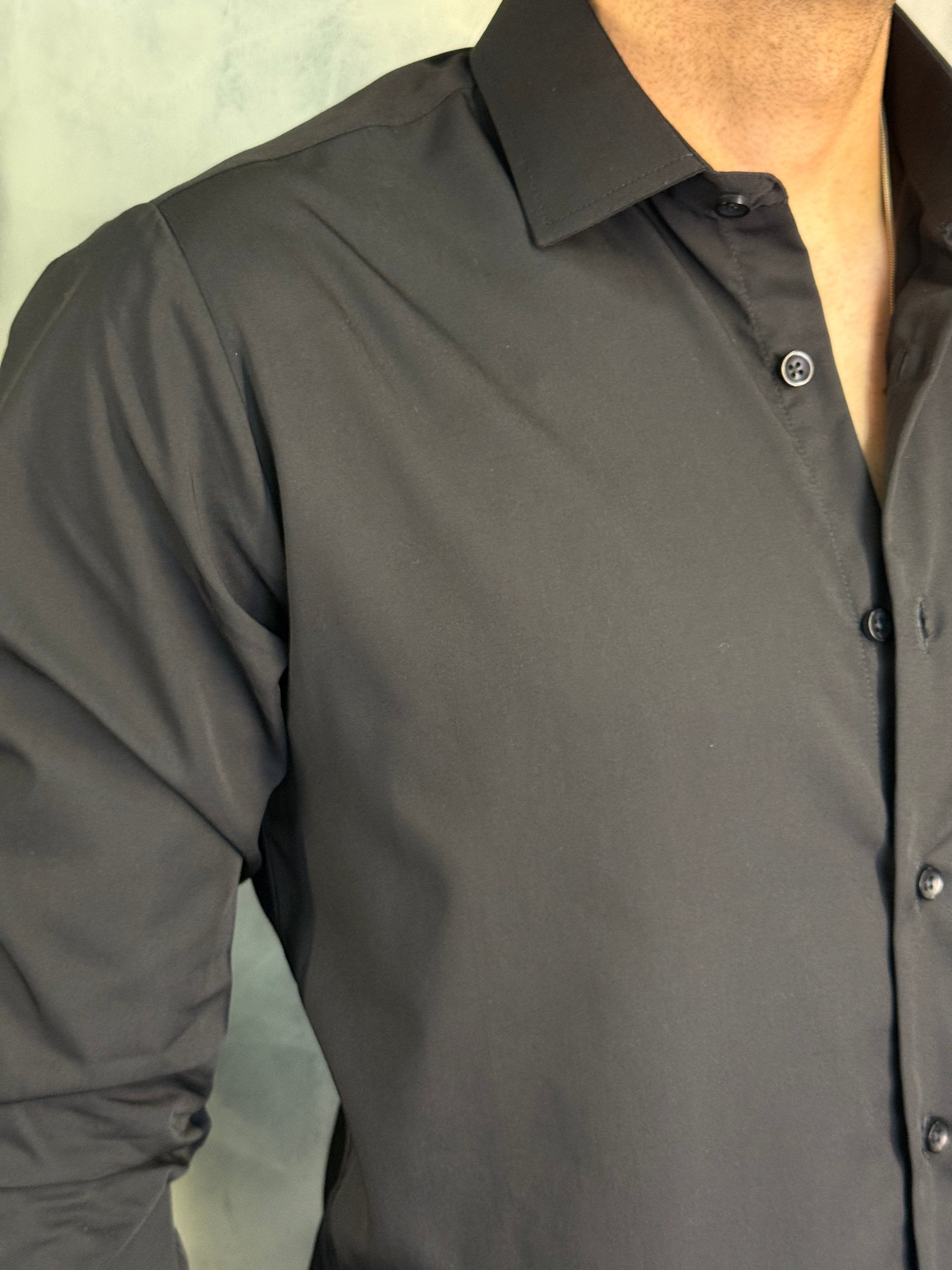 CAMISA M/L FIBRA DE BAMBU PONTO H PRETO