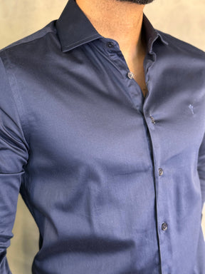 CAMISA ACETINADA STRETCH SLIM FIT M/L INDICCATTO MARINHO