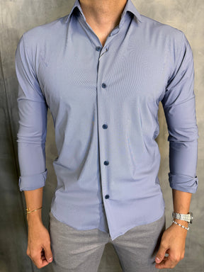 CAMISA M/L SLIM POLIAMIDA MICROLISTRAS PONTO H MARINHO