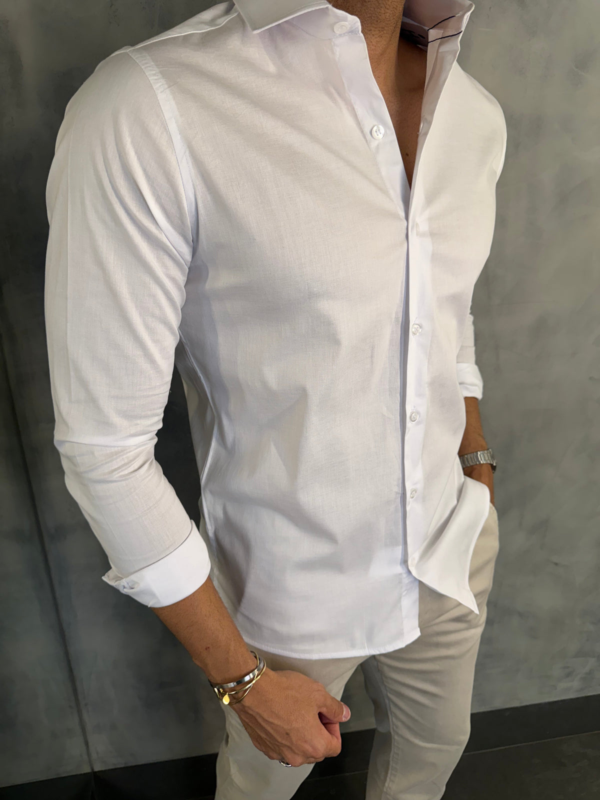 CAMISA MANGA LONGA PONTO H BRANCO