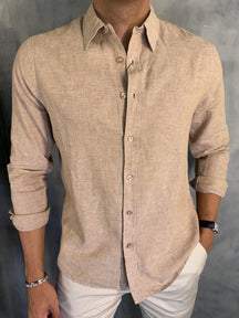 CAMISA M/L LINHO FIO TINTO PONTO H