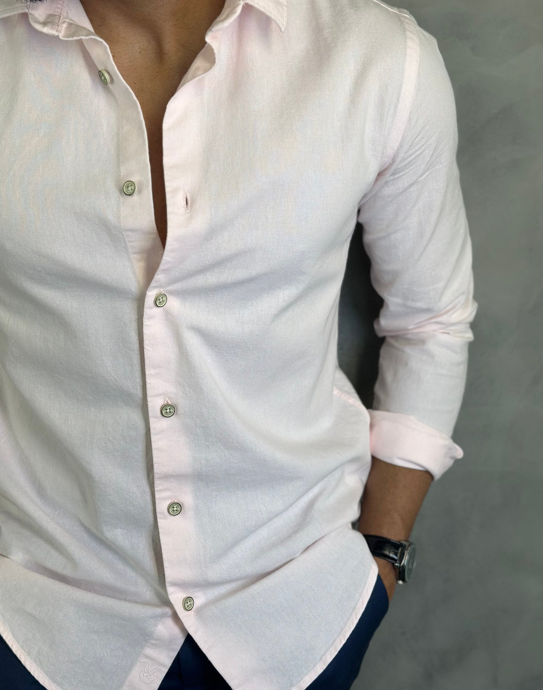 CAMISA M/L OXFORD SIMPLES RESERVA ROSA