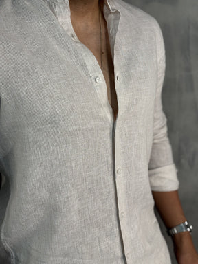 CAMISA LINHO FIO TINTO LISTRADO M/L PONTO H