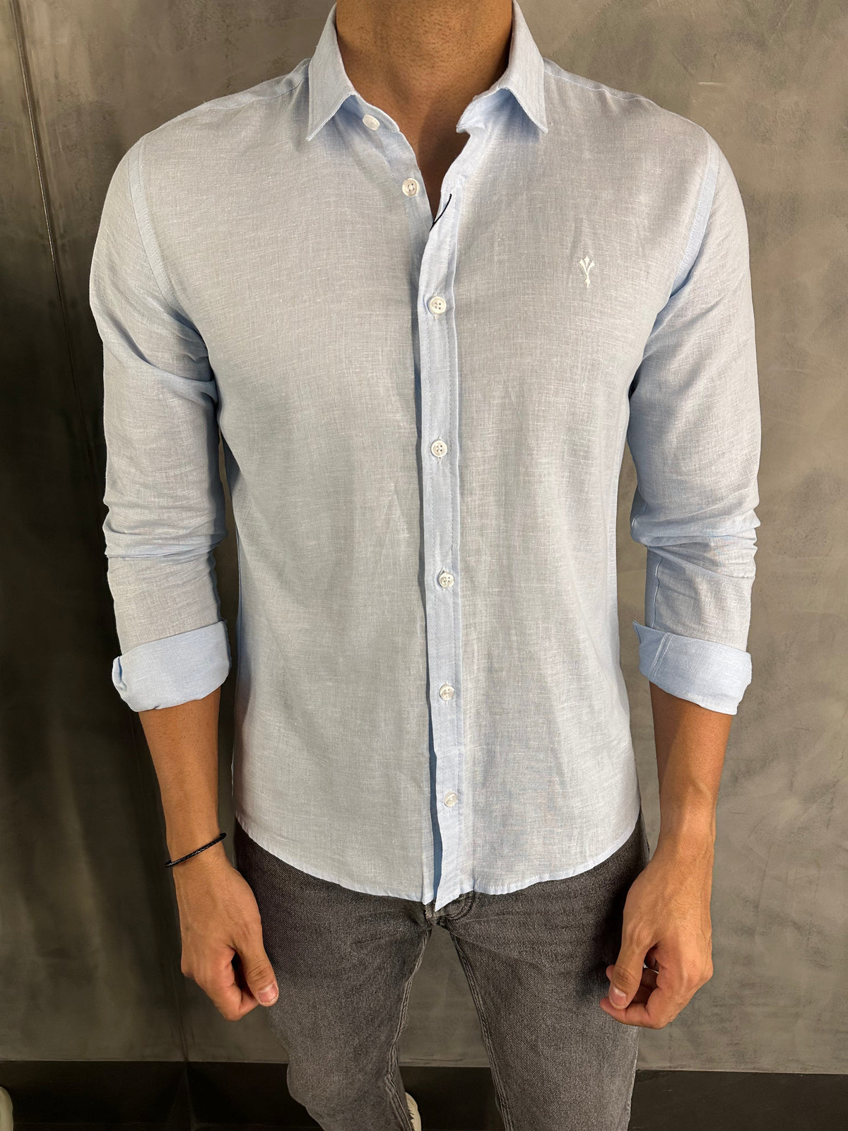 CAMISA DE LINHO M/L INDICCATTO AZUL BB