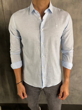 CAMISA DE LINHO M/L INDICCATTO AZUL BB