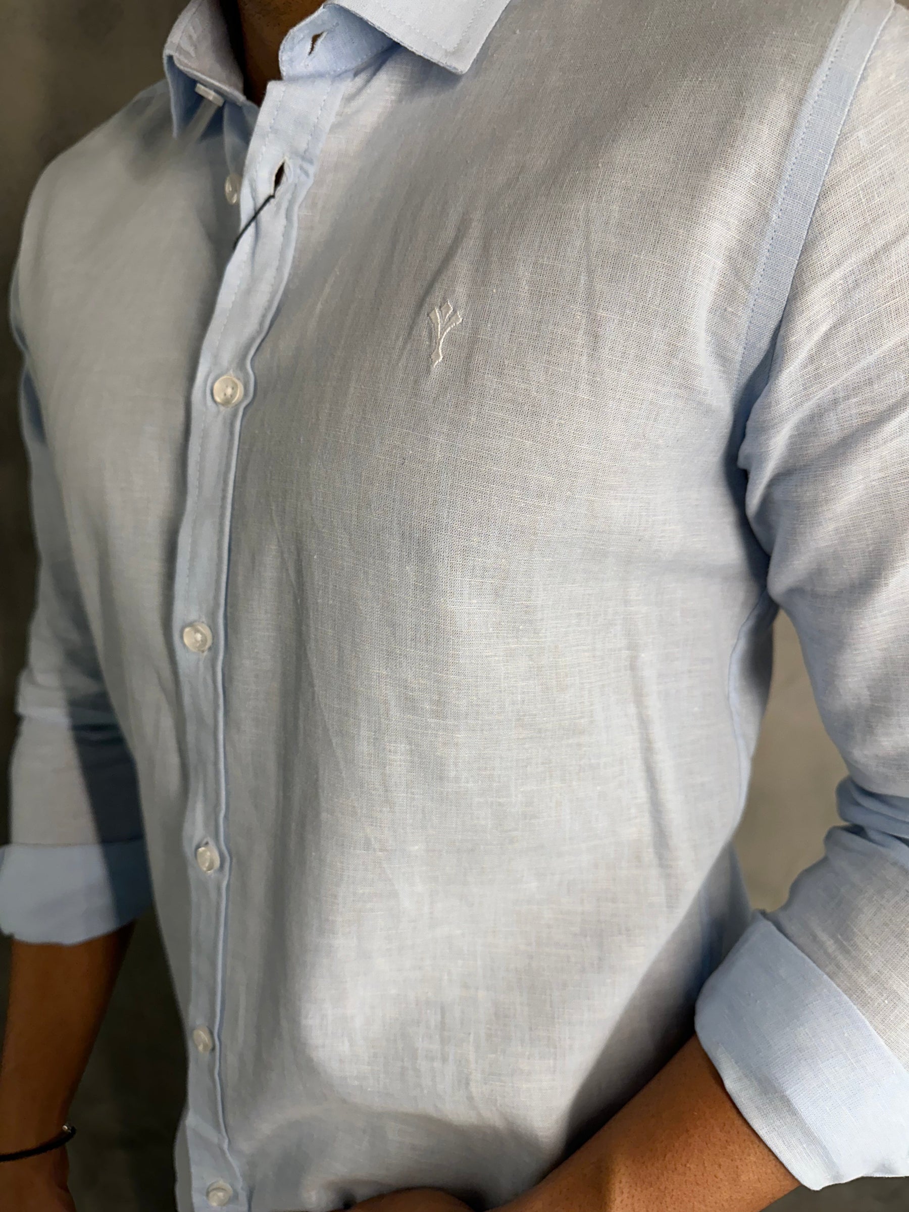 CAMISA DE LINHO M/L INDICCATTO AZUL BB