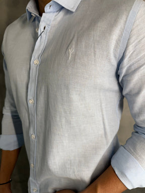 CAMISA DE LINHO M/L INDICCATTO AZUL BB