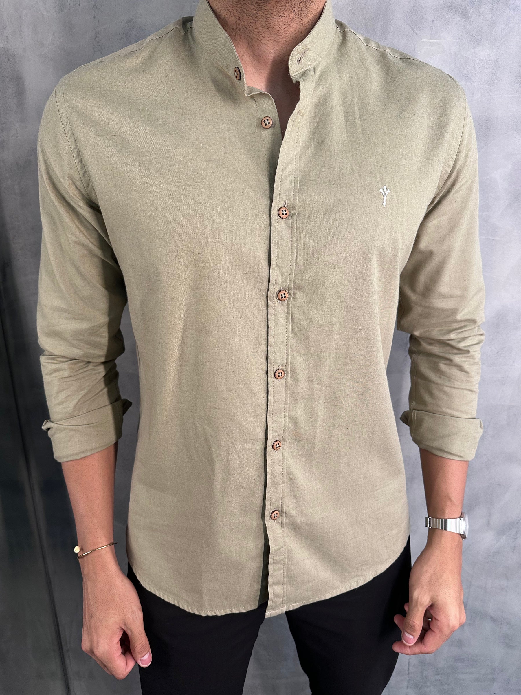 CAMISA GOLA PADRE M/L INDICCATTO VERDE SALVIA